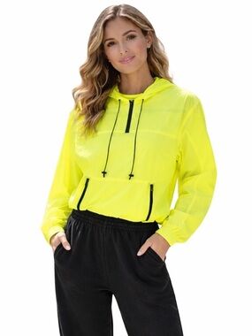 Michael Kors Neon Windbreaker Jacket NWT Sport Zip Hoodie